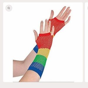 Rainbow Fishnet Gloves
